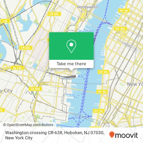 Mapa de Washington crossing CR-638, Hoboken, NJ 07030