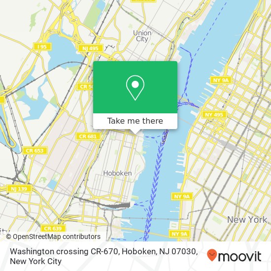 Mapa de Washington crossing CR-670, Hoboken, NJ 07030