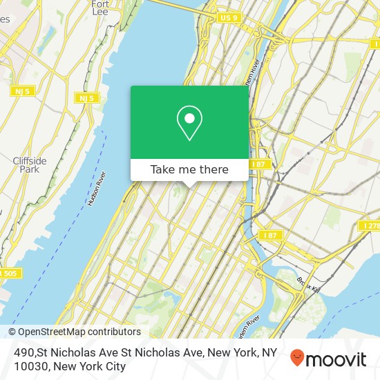 Mapa de 490,St Nicholas Ave St Nicholas Ave, New York, NY 10030