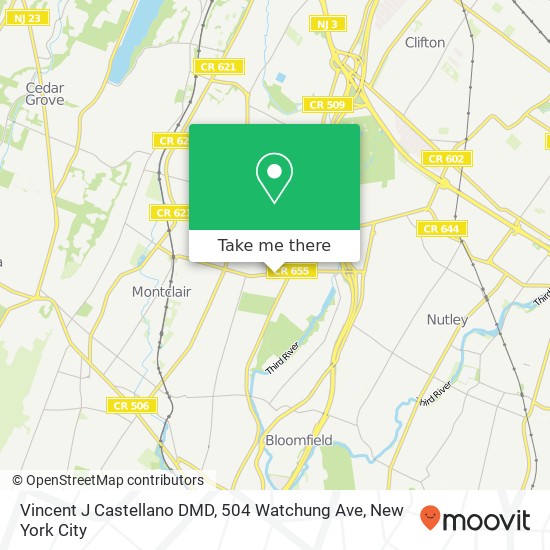 Mapa de Vincent J Castellano DMD, 504 Watchung Ave