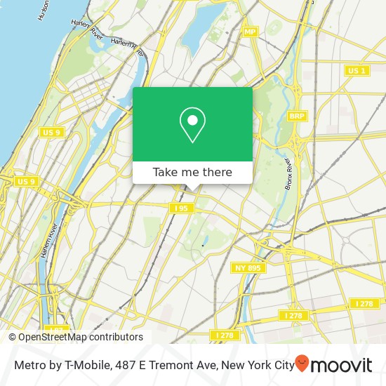 Mapa de Metro by T-Mobile, 487 E Tremont Ave