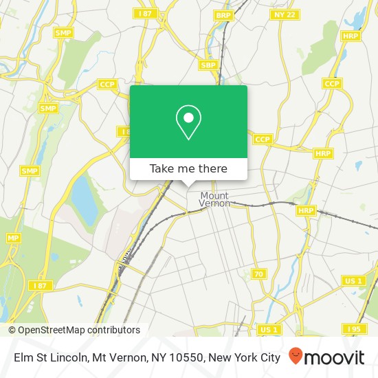 Mapa de Elm St Lincoln, Mt Vernon, NY 10550