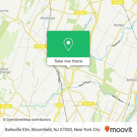 Belleville Elm, Bloomfield, NJ 07003 map
