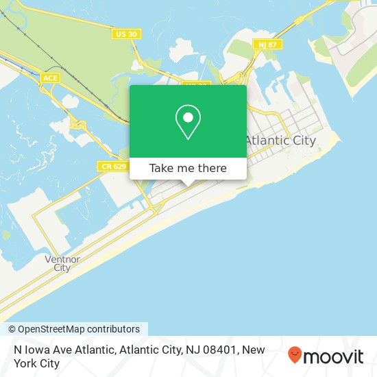 Mapa de N Iowa Ave Atlantic, Atlantic City, NJ 08401