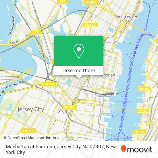 Mapa de Manhattan at Sherman, Jersey City, NJ 07307