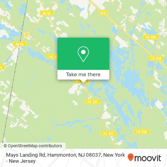 Mapa de Mays Landing Rd, Hammonton, NJ 08037