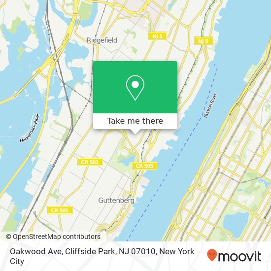 Mapa de Oakwood Ave, Cliffside Park, NJ 07010