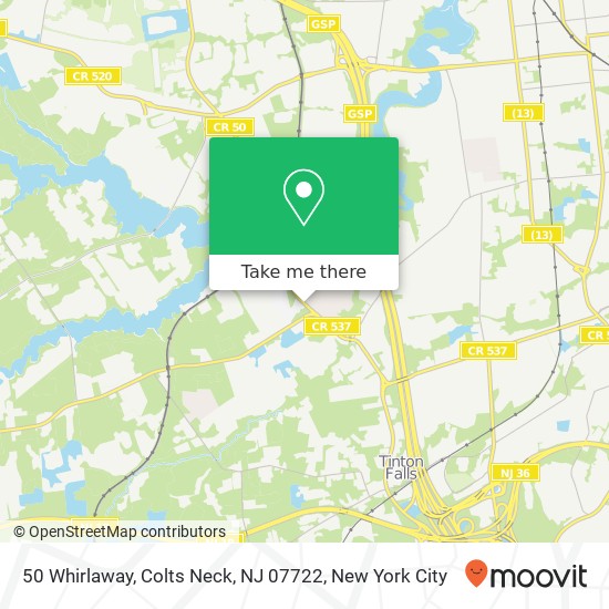 Mapa de 50 Whirlaway, Colts Neck, NJ 07722