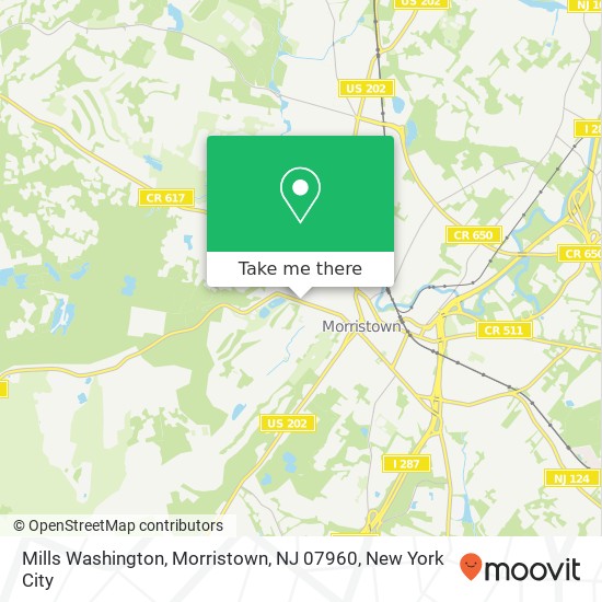 Mapa de Mills Washington, Morristown, NJ 07960