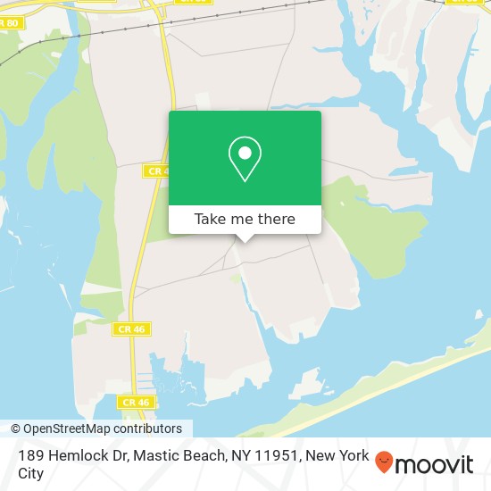 Mapa de 189 Hemlock Dr, Mastic Beach, NY 11951