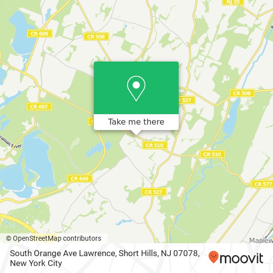 Mapa de South Orange Ave Lawrence, Short Hills, NJ 07078