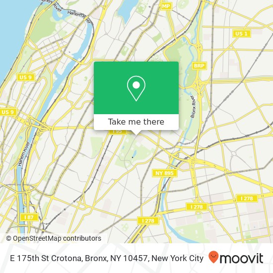 Mapa de E 175th St Crotona, Bronx, NY 10457