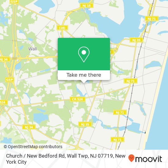 Mapa de Church / New Bedford Rd, Wall Twp, NJ 07719