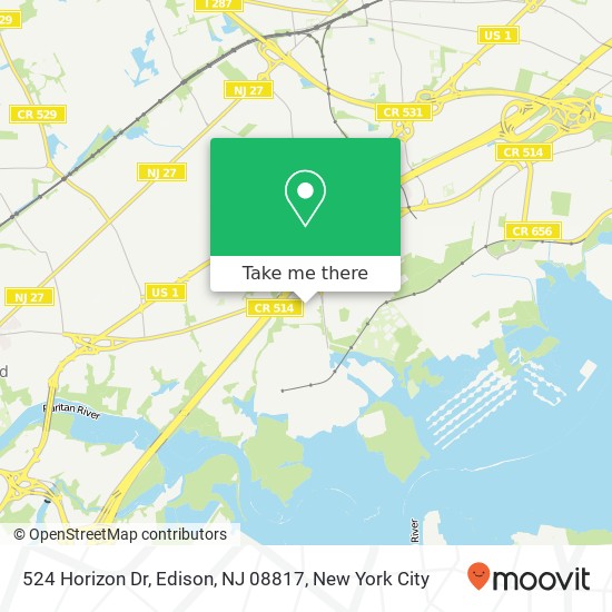 Mapa de 524 Horizon Dr, Edison, NJ 08817