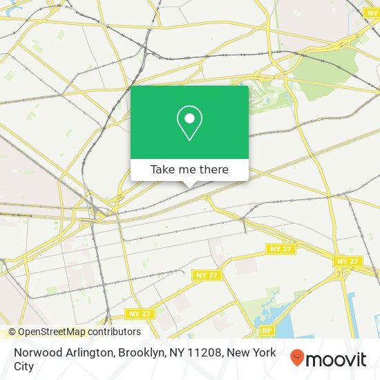 Mapa de Norwood Arlington, Brooklyn, NY 11208