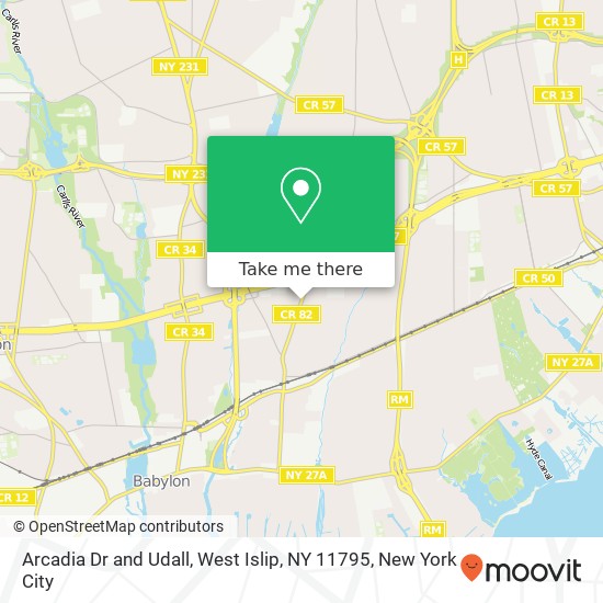 Mapa de Arcadia Dr and Udall, West Islip, NY 11795