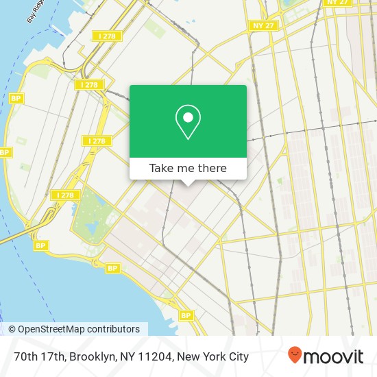 Mapa de 70th 17th, Brooklyn, NY 11204