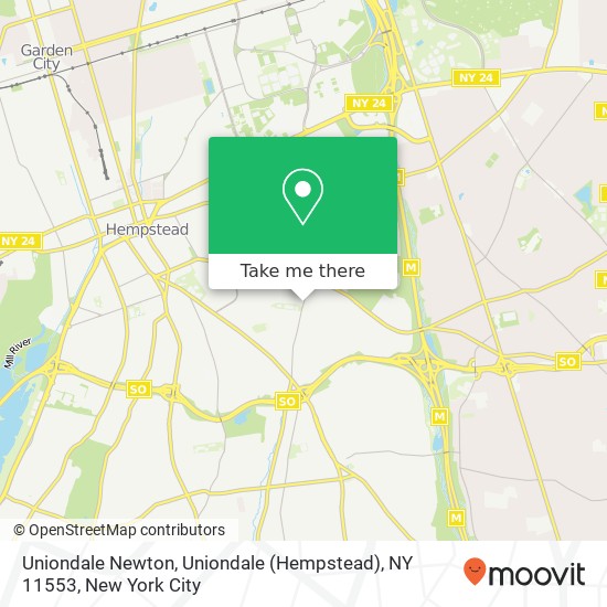 Mapa de Uniondale Newton, Uniondale (Hempstead), NY 11553