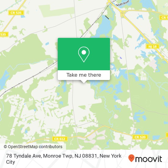 Mapa de 78 Tyndale Ave, Monroe Twp, NJ 08831