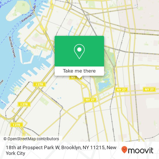 Mapa de 18th at Prospect Park W, Brooklyn, NY 11215