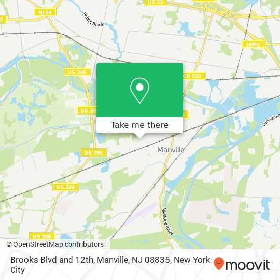 Brooks Blvd and 12th, Manville, NJ 08835 map