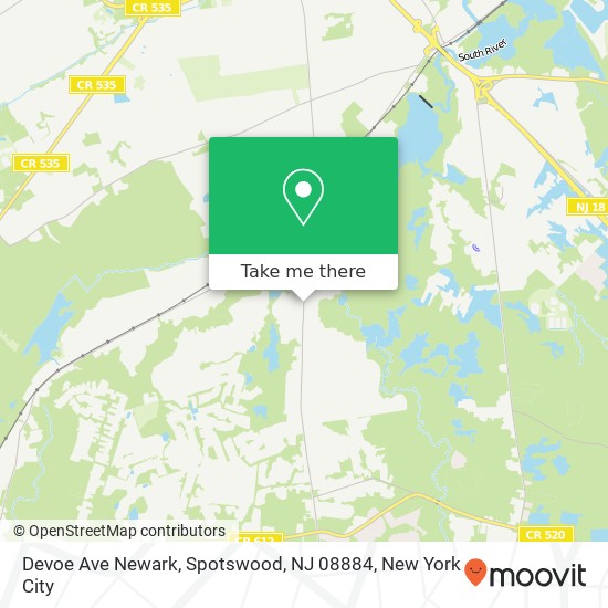 Mapa de Devoe Ave Newark, Spotswood, NJ 08884
