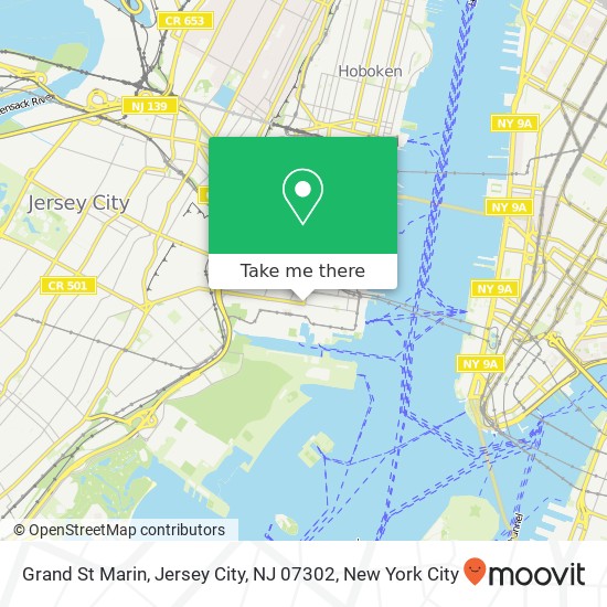 Mapa de Grand St Marin, Jersey City, NJ 07302