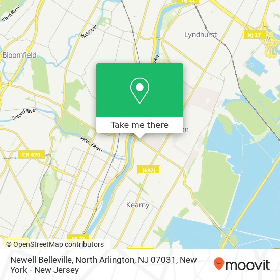Mapa de Newell Belleville, North Arlington, NJ 07031