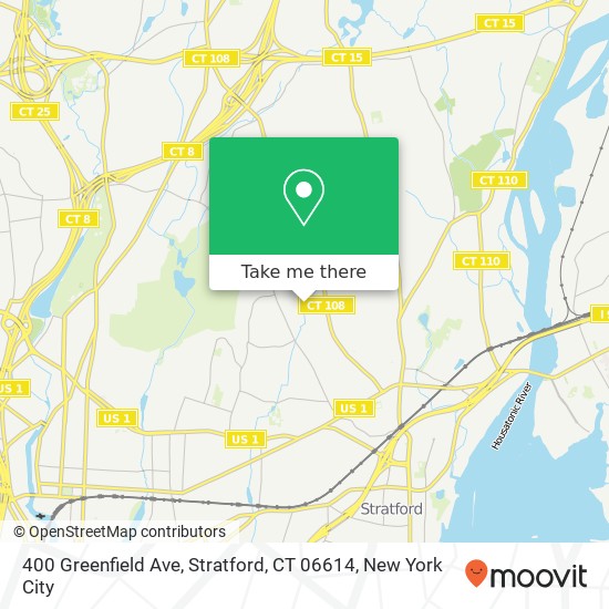 Mapa de 400 Greenfield Ave, Stratford, CT 06614