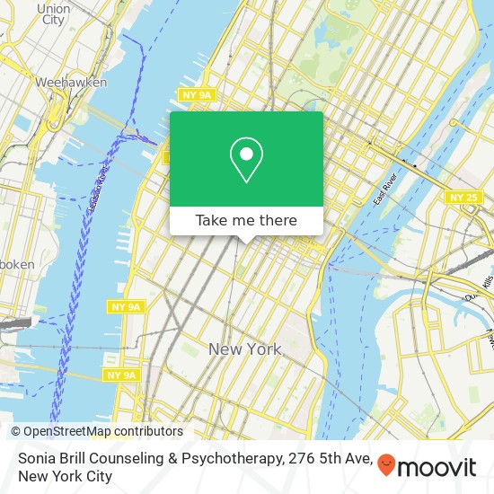 Mapa de Sonia Brill Counseling & Psychotherapy, 276 5th Ave