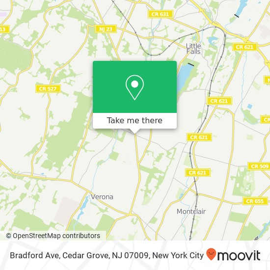 Mapa de Bradford Ave, Cedar Grove, NJ 07009