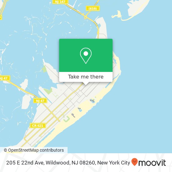 Mapa de 205 E 22nd Ave, Wildwood, NJ 08260