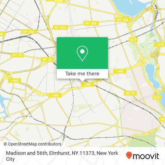 Madison and 56th, Elmhurst, NY 11373 map