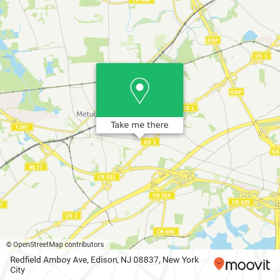 Mapa de Redfield Amboy Ave, Edison, NJ 08837