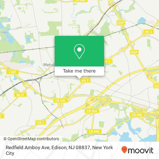 Redfield Amboy Ave, Edison, NJ 08837 map