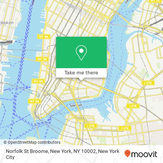 Mapa de Norfolk St Broome, New York, NY 10002