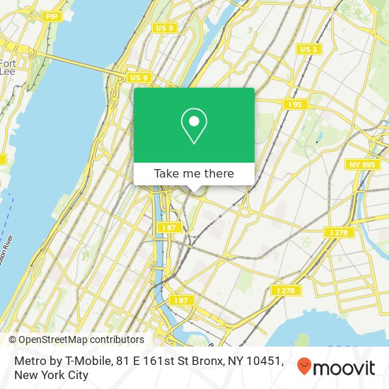 Mapa de Metro by T-Mobile, 81 E 161st St Bronx, NY 10451