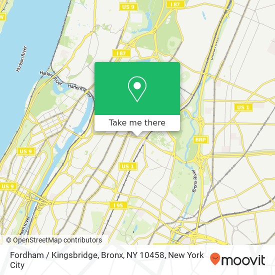 Mapa de Fordham / Kingsbridge, Bronx, NY 10458