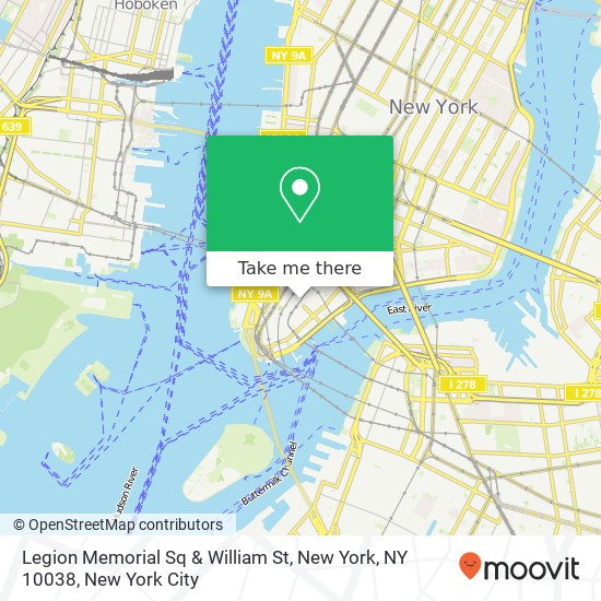 Mapa de Legion Memorial Sq & William St, New York, NY 10038