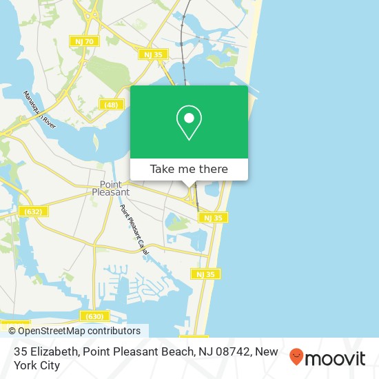 Mapa de 35 Elizabeth, Point Pleasant Beach, NJ 08742