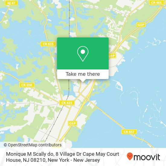 Mapa de Monique M Scally do, 8 Village Dr Cape May Court House, NJ 08210