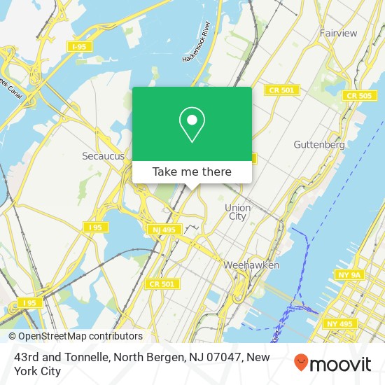 Mapa de 43rd and Tonnelle, North Bergen, NJ 07047