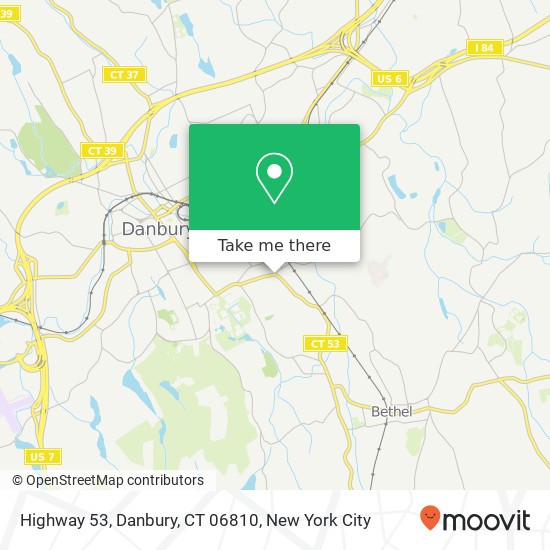 Mapa de Highway 53, Danbury, CT 06810