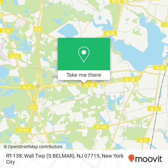 Mapa de RT-138, Wall Twp (S BELMAR), NJ 07719