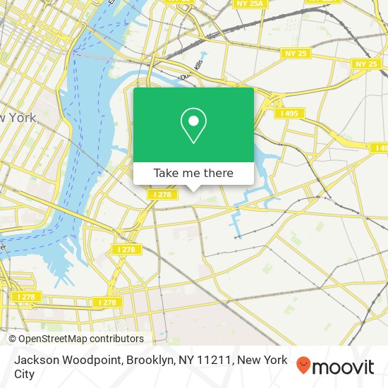 Mapa de Jackson Woodpoint, Brooklyn, NY 11211