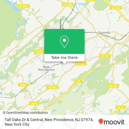 Mapa de Tall Oaks Dr & Central, New Providence, NJ 07974