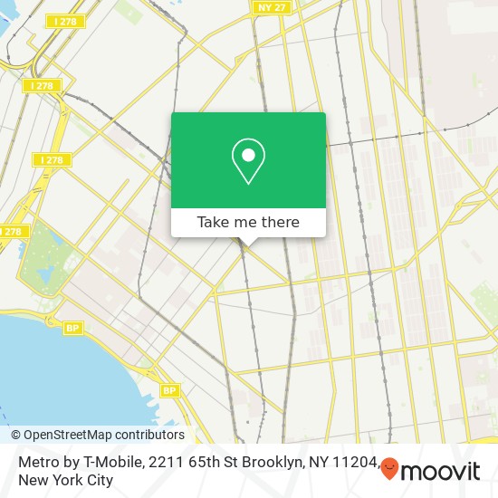 Mapa de Metro by T-Mobile, 2211 65th St Brooklyn, NY 11204
