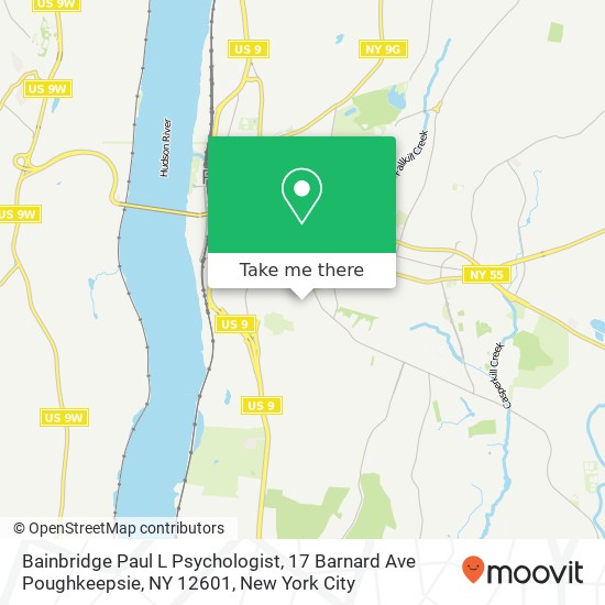 Mapa de Bainbridge Paul L Psychologist, 17 Barnard Ave Poughkeepsie, NY 12601