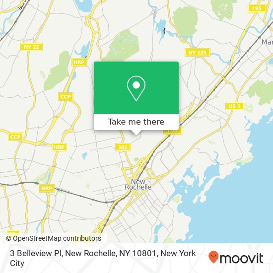 Mapa de 3 Belleview Pl, New Rochelle, NY 10801