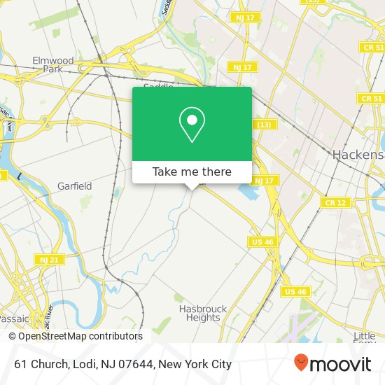 Mapa de 61 Church, Lodi, NJ 07644